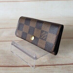 Authentic Louis Vuitton Damier Ebene 4 Key Holder Brown Unisex Designer Luxury